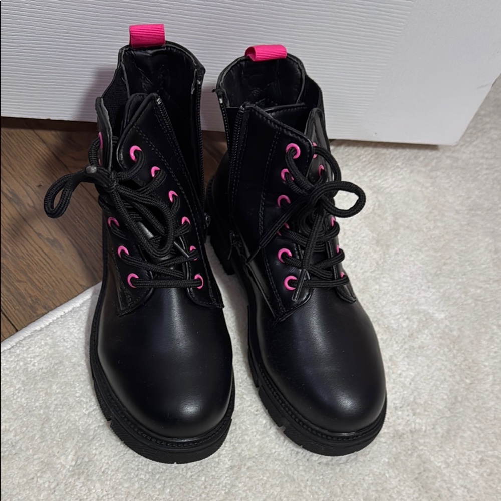 Black Boots with Pink Accents